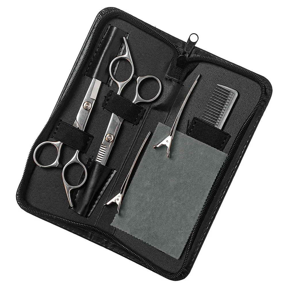 7 Pcs/set Hairdressing Barber Fine Cutting Comb Stainless Steel Haircut Scissors Kit