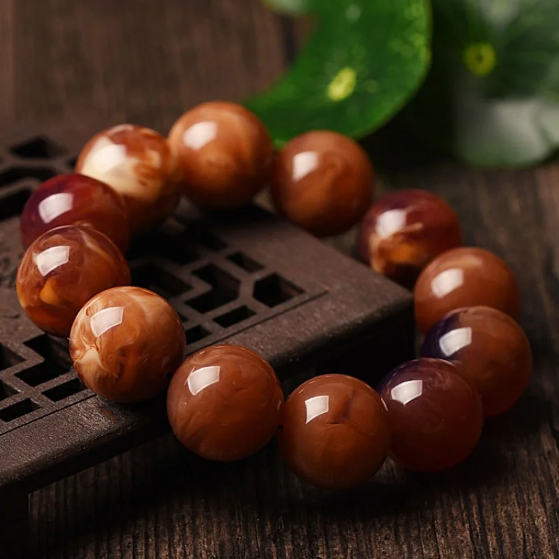 One Piece Dropshipping Live Broadcast Supply Drainage Gift Beeswax Amber Rough Stone Bracelet Amber Bracelets for Men and Women