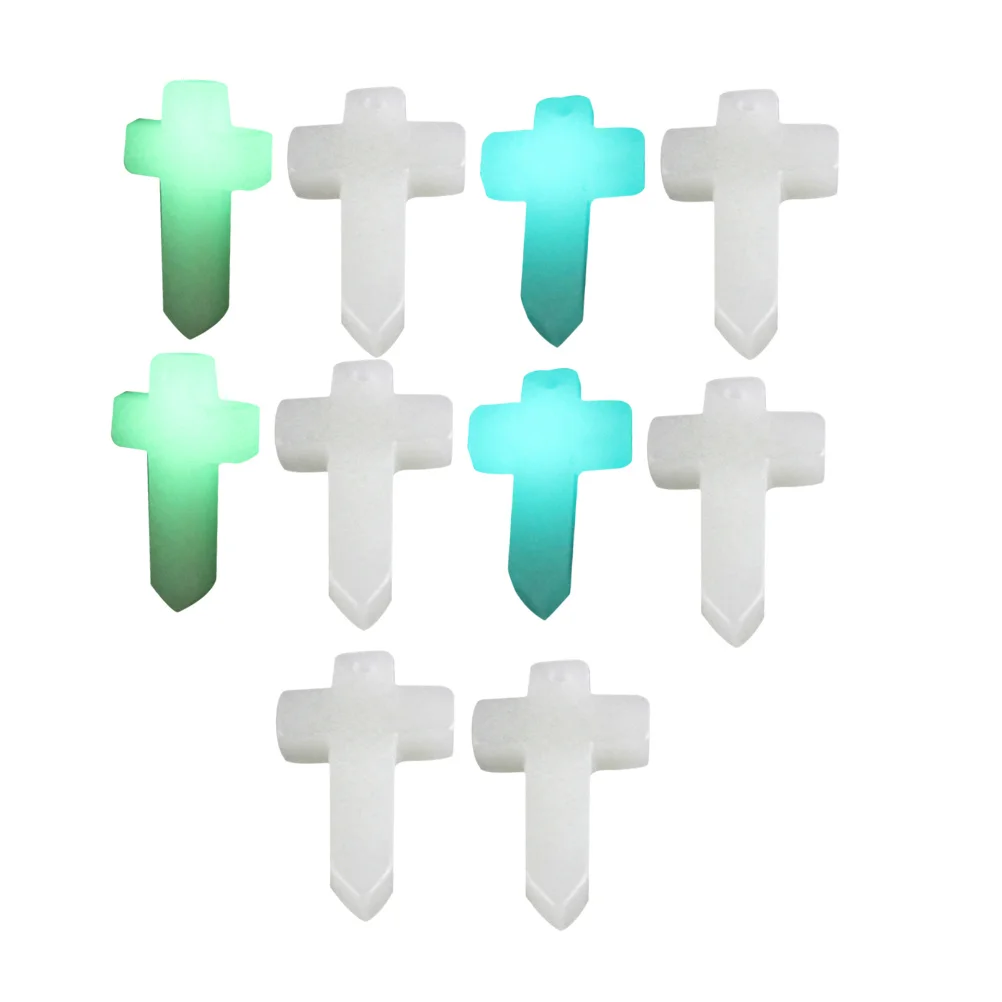 10 pcs Cross Pendant Simulation Luminous Stone Charm For Diy Jewelry Making Necklace Keychain Bracelet Craft Supplies Mixed
