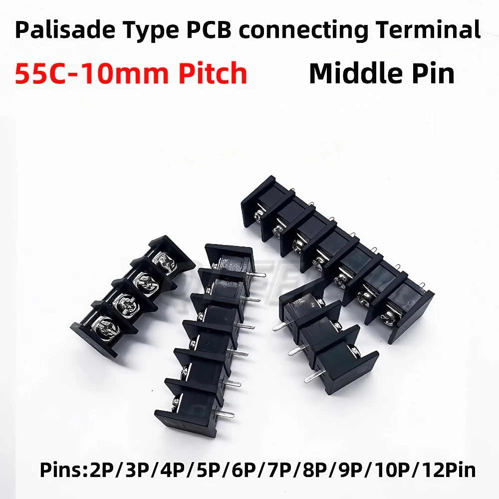 

10PCS KF55C 10MM PITCH PALISADE TYPE PCB CONNECTING TERMINAL CONNECTOR MIDDLE PIN 55C 2PIN 3P 4P 5P 6P 7P 8P 9P 10 PIN TERMINAL