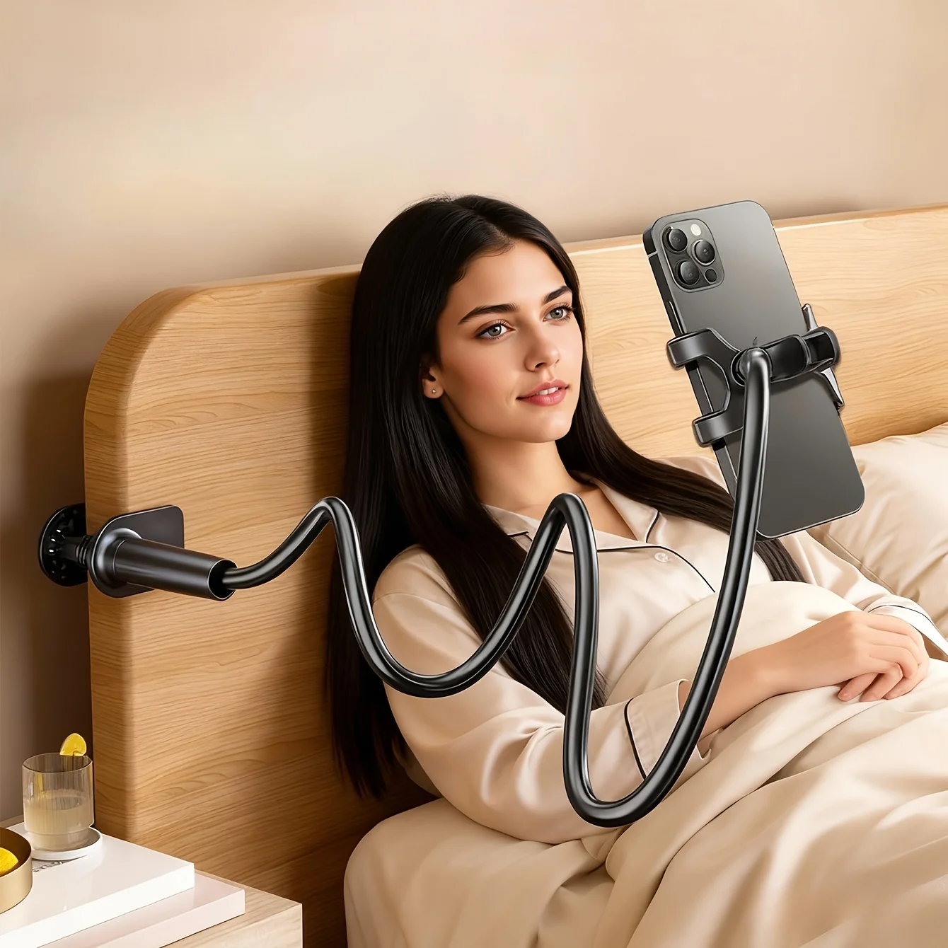 360 °   Verstellbarer Schwanenhals-Halter für Handys und Tablets, Clip-On-Ausführung, 27,56 Zoll lang, geeignet für den Einsatz am Schreibtisch und am Bett.