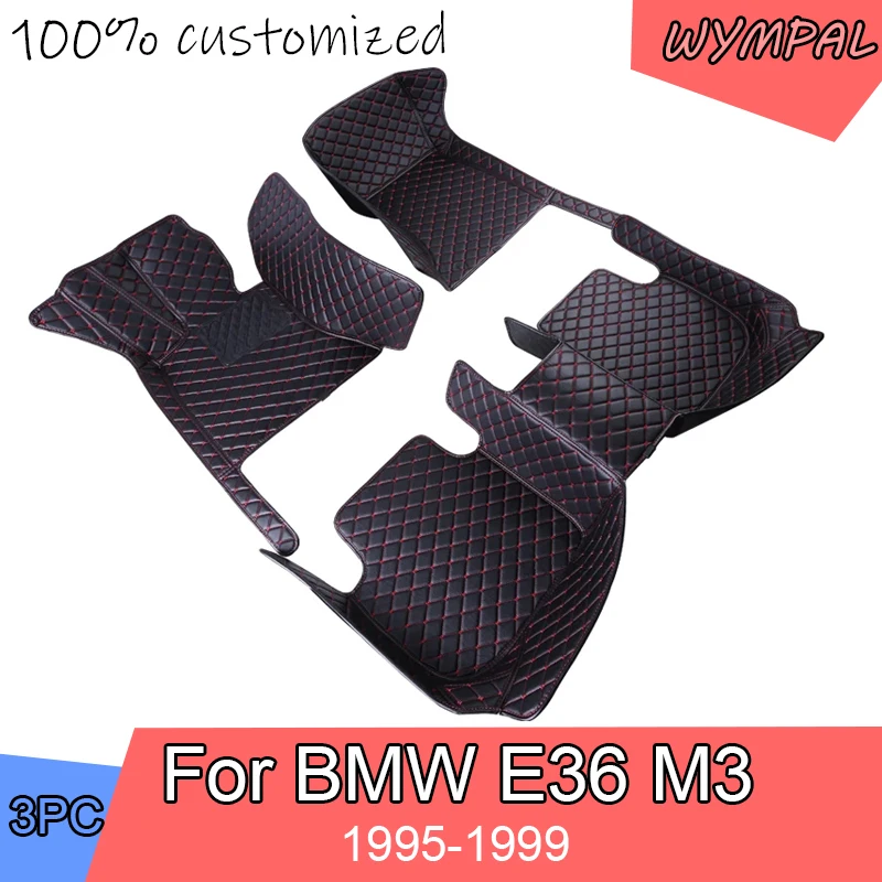 Custom Automotive Car Floor Mats For BMW E36 M3 1995 1996 1997 1998 1999 Auto Luxury Leather Men Women Car Mats Full Coverage