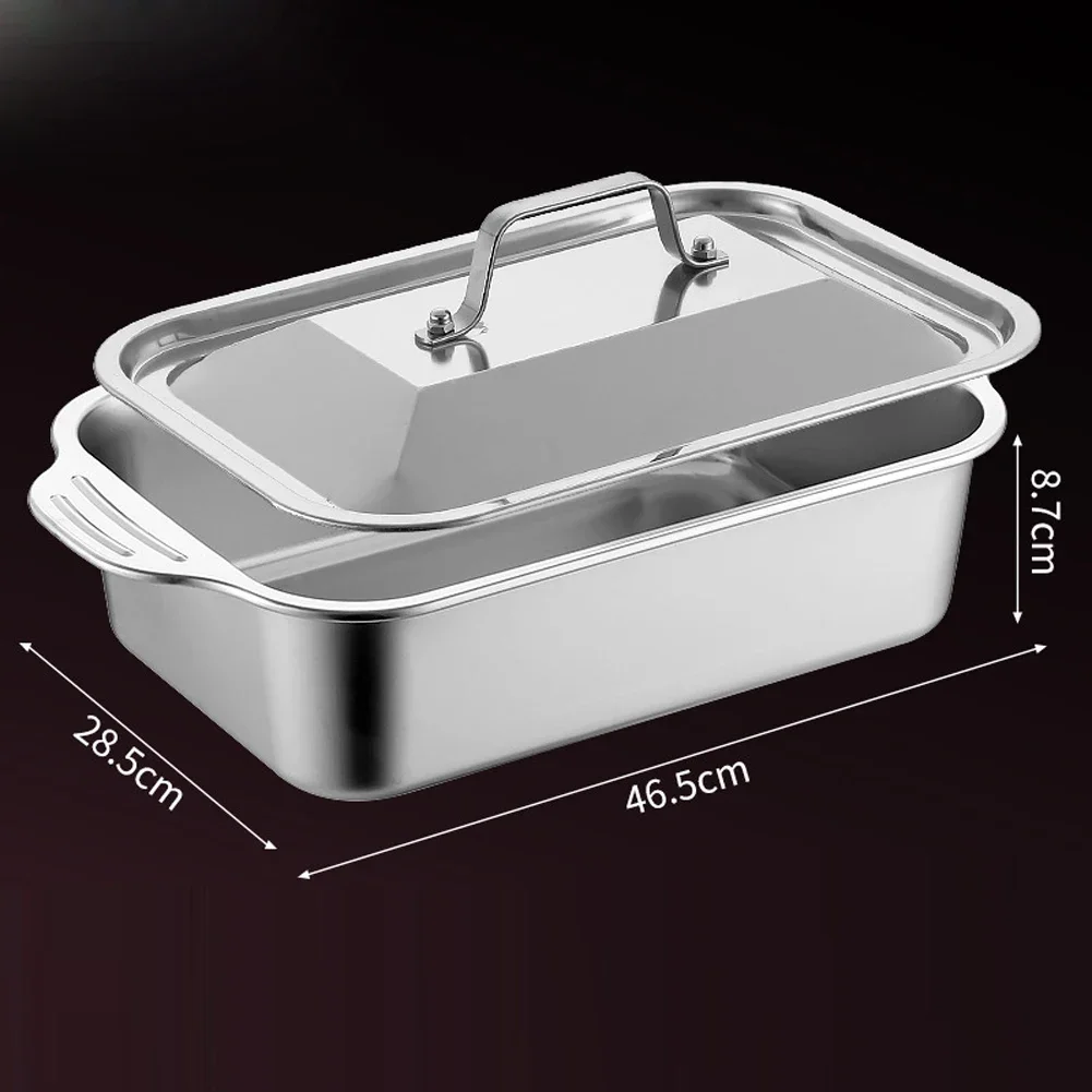 18x11 Inch Stainless Steel Lasagna Pan With Flanged Lid And Dual Handles For Even Heat Distribution Up To 500F