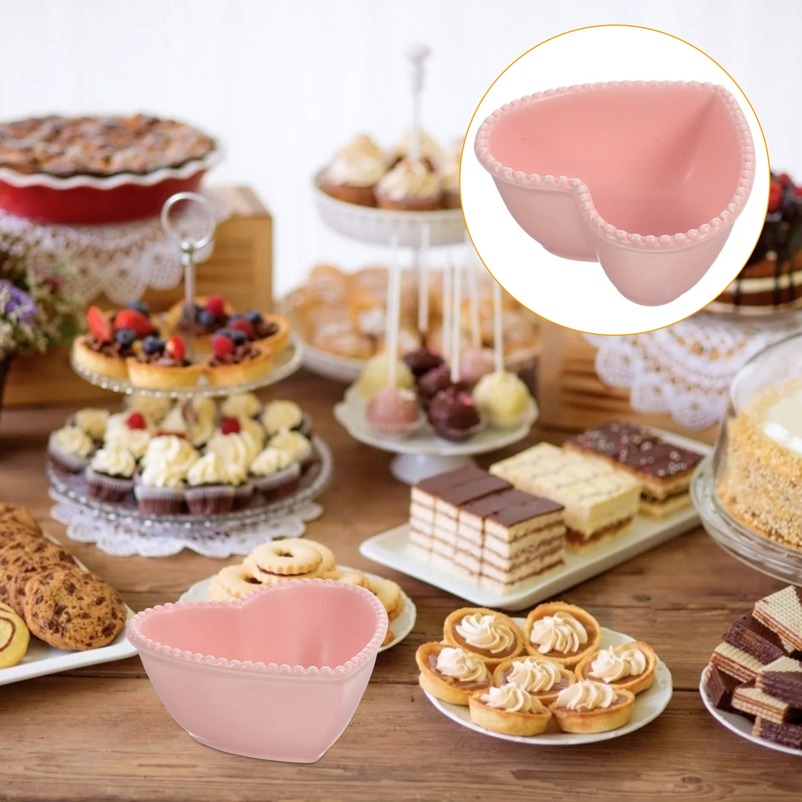 

Heart-shaped Dessert Bowl Bowls for Kitchen Prayer Salad Food Fruit and Plates Ceramic Items Mixing