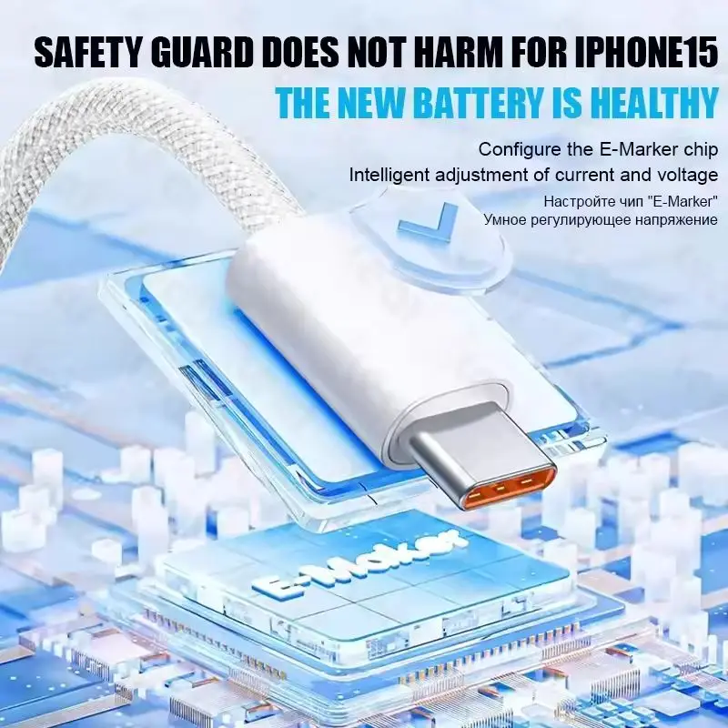 1/3/5/10/30Pcs 60W Type C Weaving Cable For iPhone 16 15 14 13 17 Pro Max 17 Air USB-C Fast Charging 1M Phone Cables