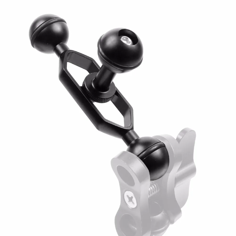 Aluminiumlegierung Tauchen Licht Taschenlampe Dual Kugelgelenk Arm und 2 Schmetterling Clip Klemmhalterung für Unterwasserfotografie Kamera – Detail 9