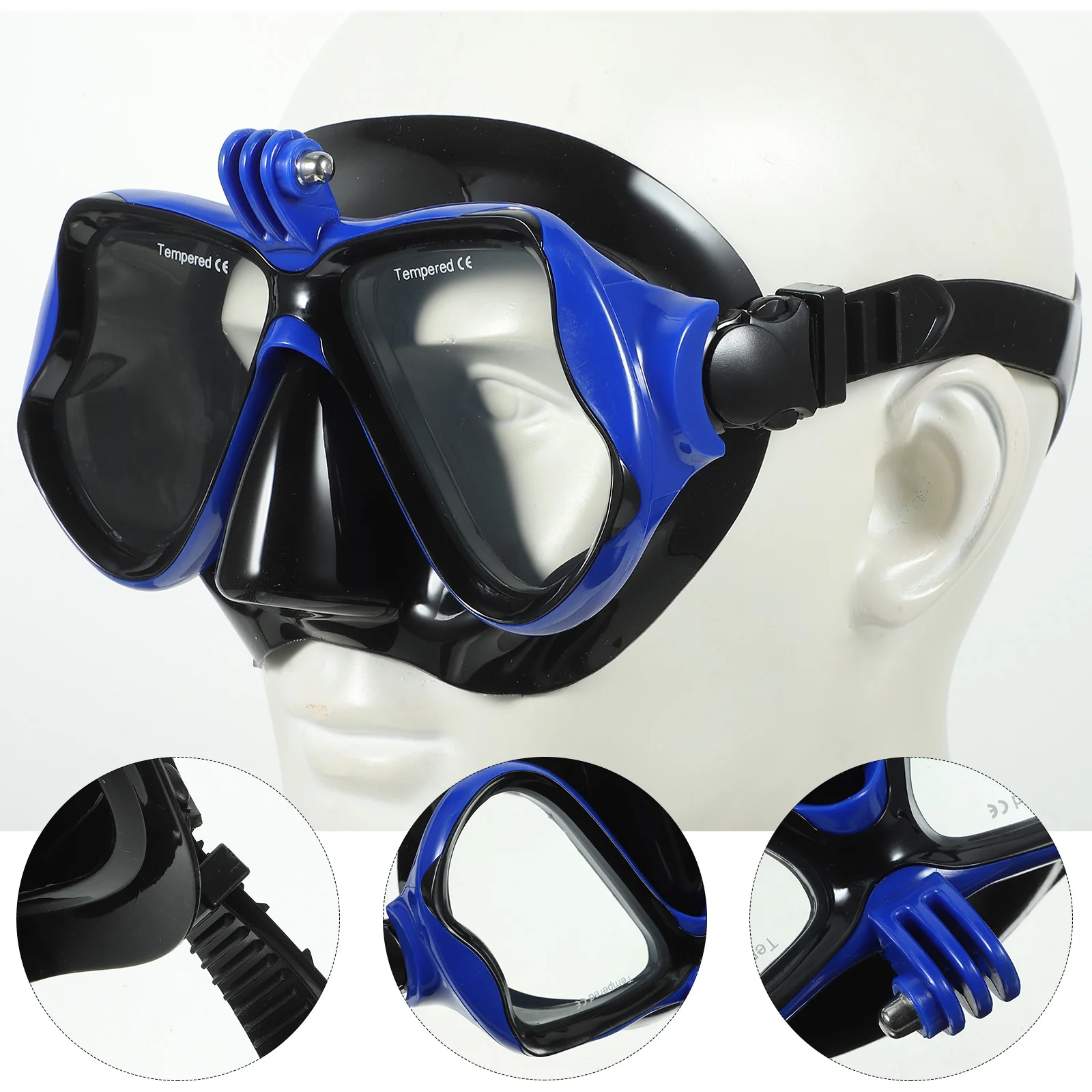 

Adults Snorkeling Scuba Diving Mask Set PC Frame Tempered Glass High Definition Anti Dazzling Clear Sight Elastic