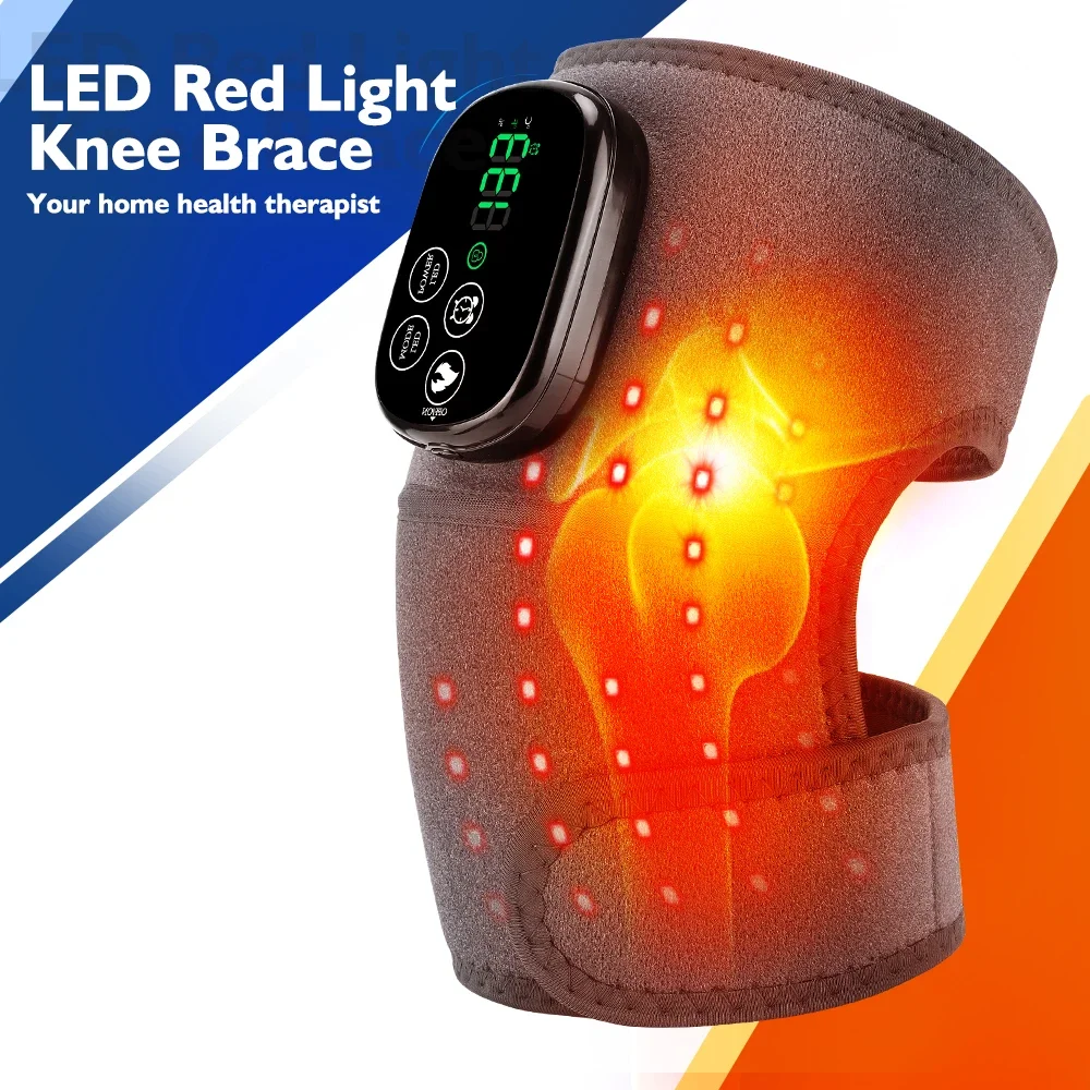 LED Red Light Knee Pad 660nm 850nm 44 Lamps Heated Knee Wrap USB Rechargeable Warm Knee Care Support for Men Women Daily Comfort