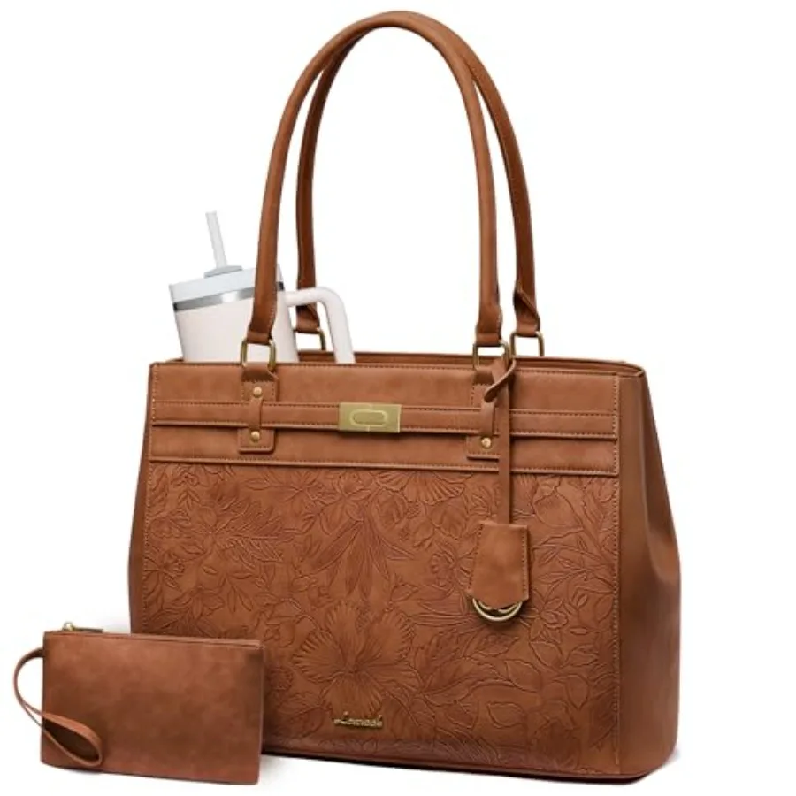 

Laptop Tote Bag for Women, 17.3 Inch Waterproof Leather Work Computer Bag, Business Office Briefcase Shoulder Handbag Purse Gif