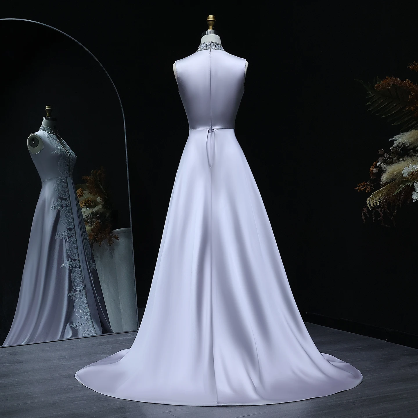 elegant custom embroidered party dresses Flower Embroidery Chiffon Sweetheart Evening Dress