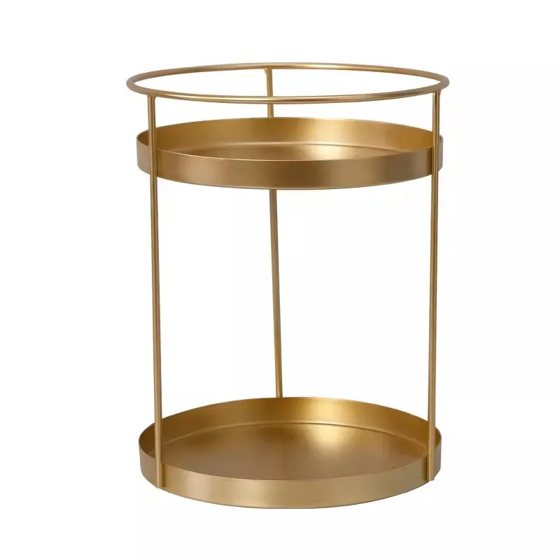 

Iron Art Gold Nordic Style Single And Double Layered Flat Bottom Round Goods Perfume Finishing Cosmetics Storage Rack