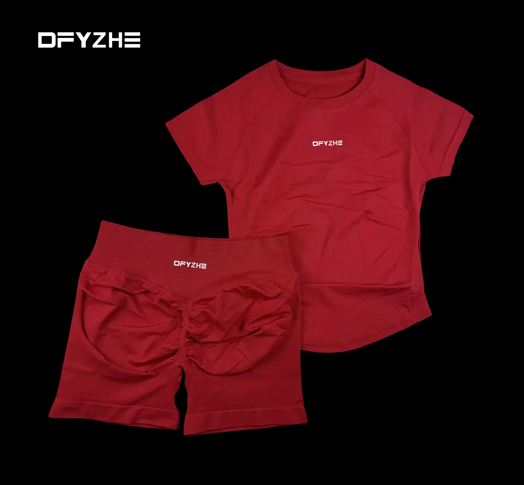 Nieuwe zomer DFYZHE Impact naadloze yoga-tight shorts met korte mouwen Boksen Fitness Hardlopen Sportset T-shirt + shorts
