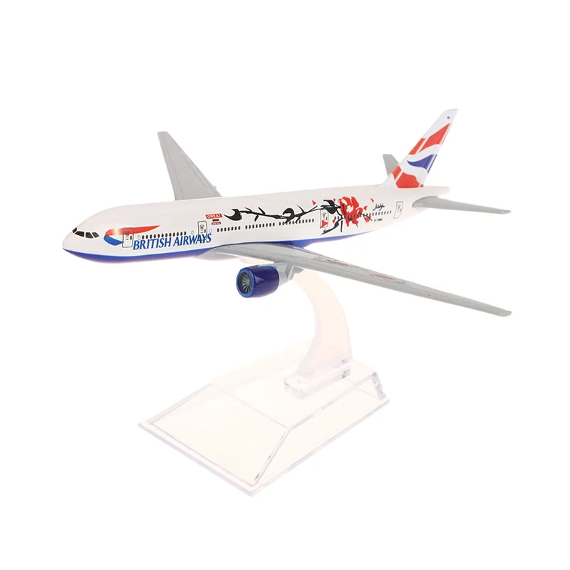 16CM British Plum Blossom 777 Airliner Alloy Airplane Model Scale 1:400 Metal Airplane Replica Diecast Aircraft Toy For Boys