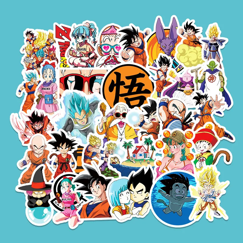 

50pcs Dragon Ball Stickers Cartoon Goku Decals for Laptop Luggage Car Fridge Waterproof Scratch-Resistant Anime Decor