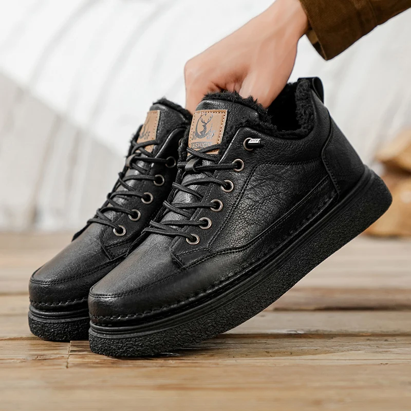 Men's Winter Warm Cotton Shoes 2026 New Classic Fashion Retro Plush Comfortable Anti Slip Snow Boots Outdoor Sports Casual Shoes