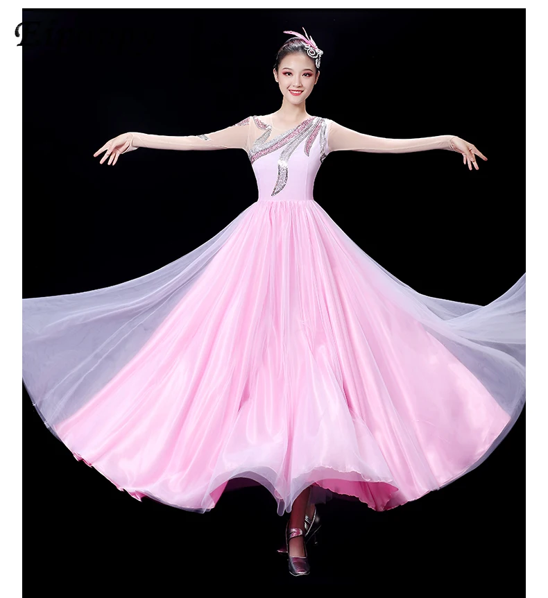 Opening Dance Large Swing Dress Performance Dress Women's Modern Atmosphere 720 Degrees Dress Dance