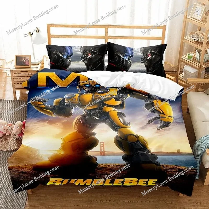 Transformation Bumble-Bee 3D Printed Duvet Case Pillowcase Bedding Set Twin Full King for Kids Adults Bedroom