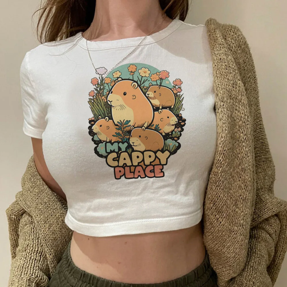 Capibara 90s streetwear  aesthetic crop top girl graphic  fairy grunge  manga vintage cropped tee