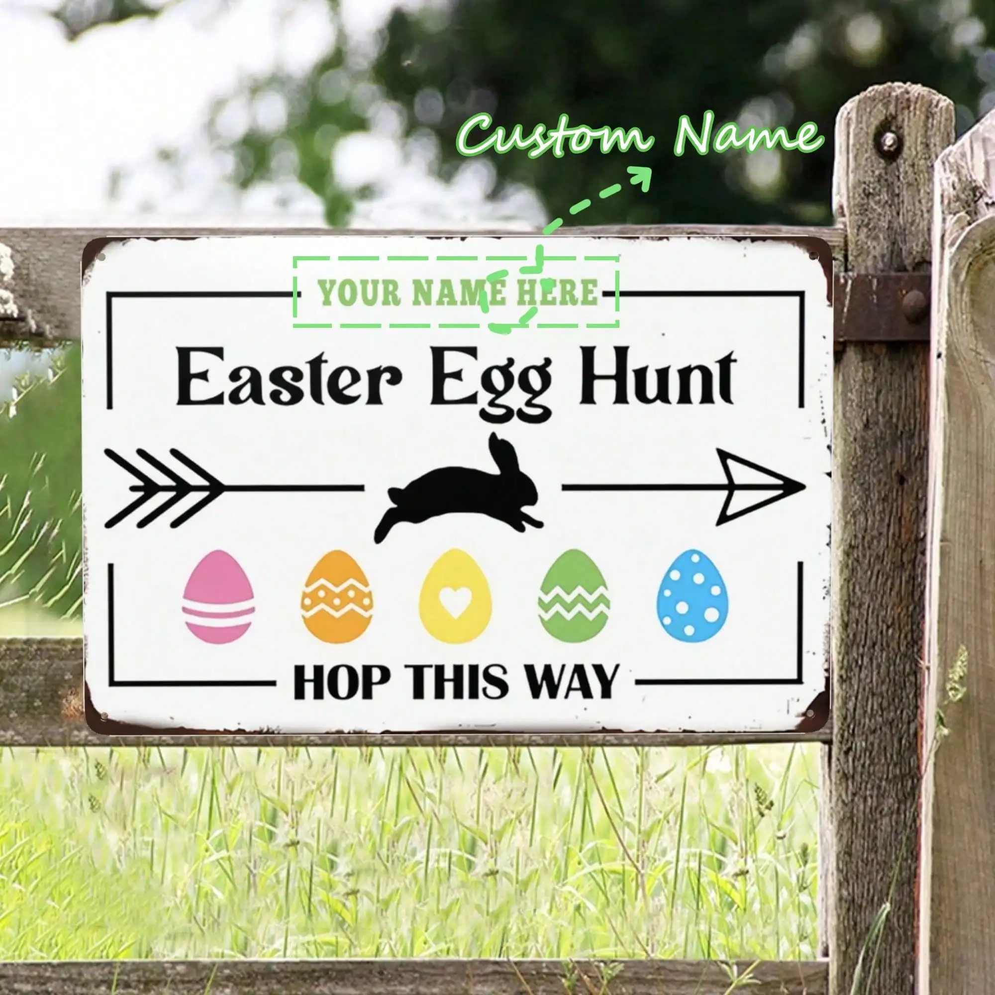 

Customizable Easter Bunny Sign Rabbit Decor Metal Wall Art Farmhouse Easter Decoration For Indoor Outdoor