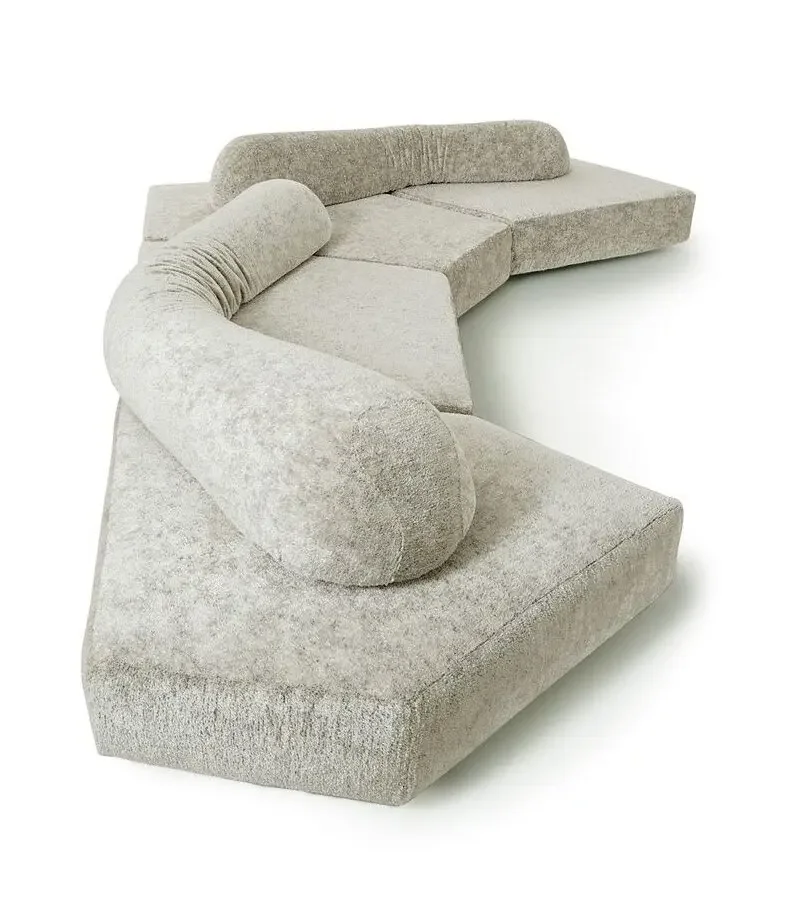 for Italian Minimalist Multi-Person Fabric Splicing L-Corner Rock Art Sofa Office Rock Art Set Chenille Fabric Rock Sofa Bed