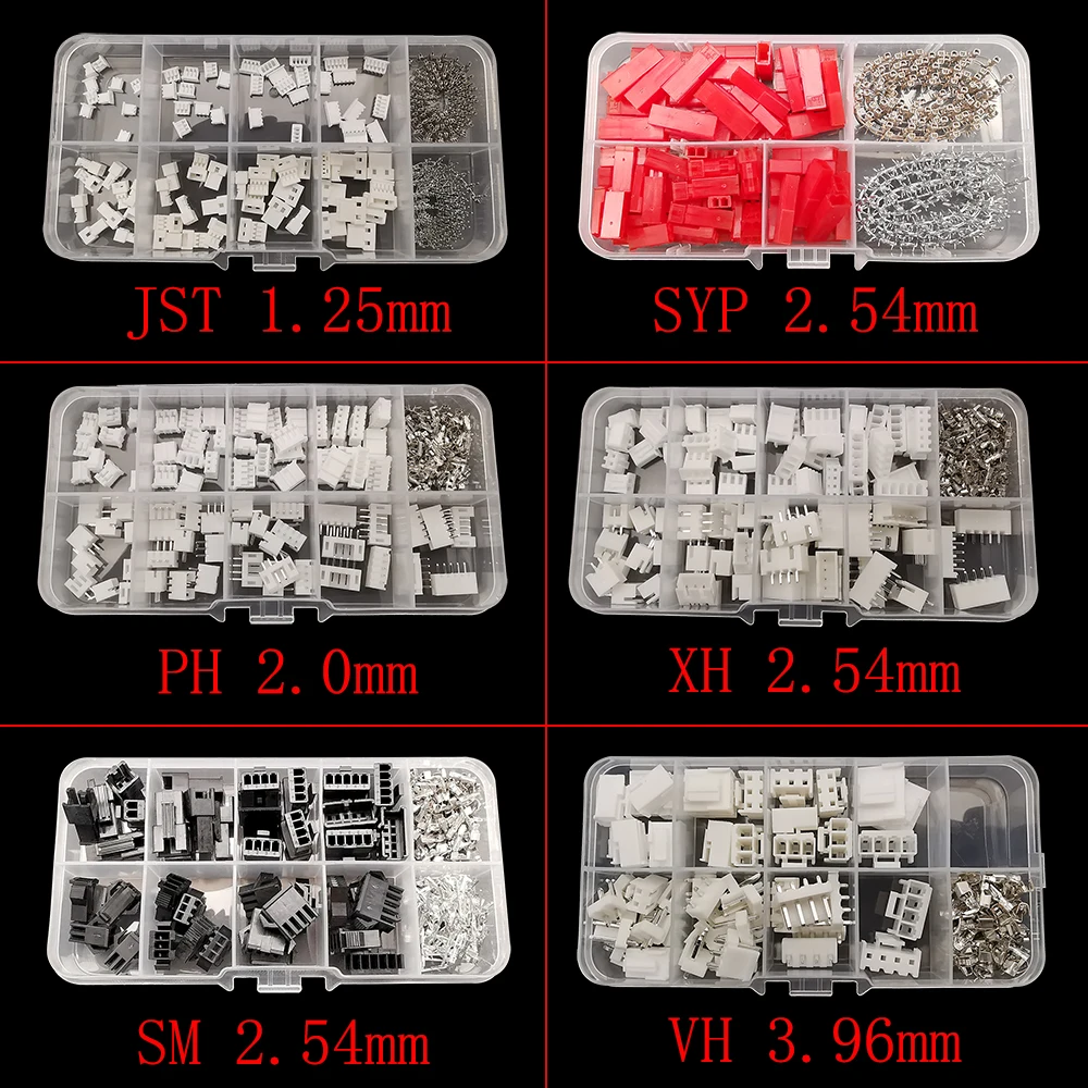 1Box JST 1.25mm/SH 1.0/ZH1.5/PH2.0/SYP/SM/XH 2.54mm/VH 3.96mm Pitch 2 3 4 5Pin Male Female Housing Terminal Pin Header Connector