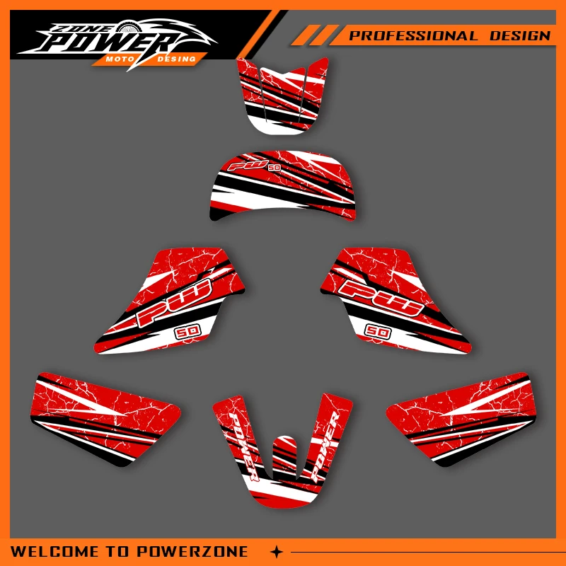 

Powerzone Graphics For YAMAHA PW50 PW 50 50CC For PW50 Decals Stickers Motorcycle Background Custom Number Name For PW50 02