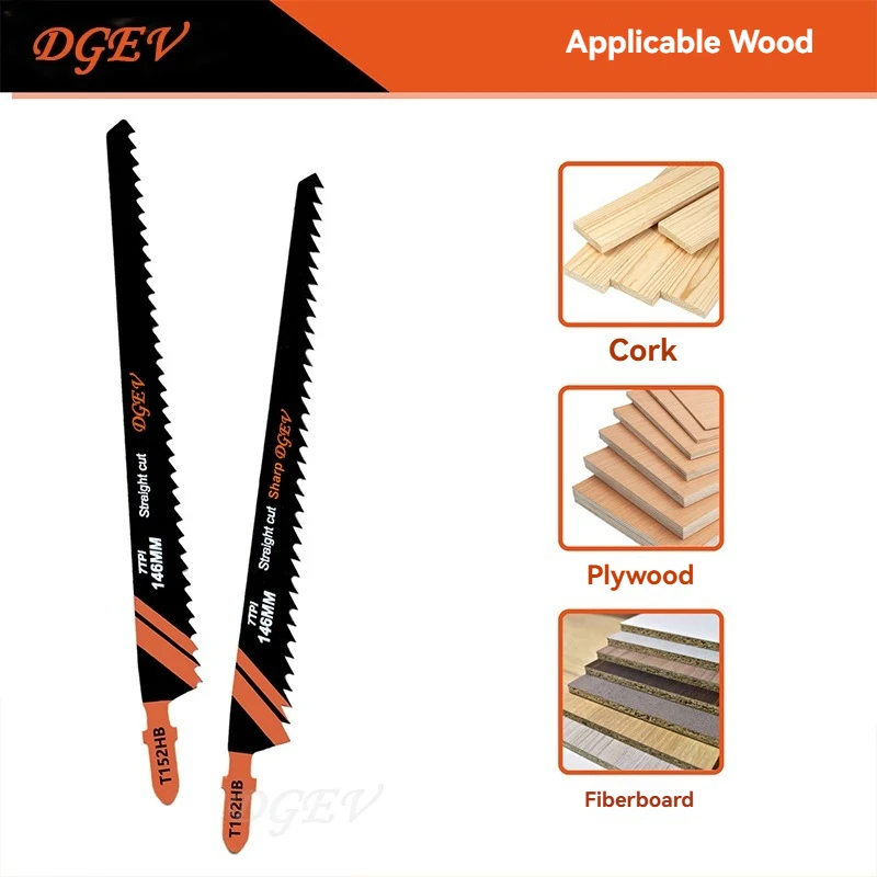 

DGEV Gear milling type T152HB for Efficient Curved Cutting, Wood & Plastic Saber Saw Blades Set for DIY & Carpenters