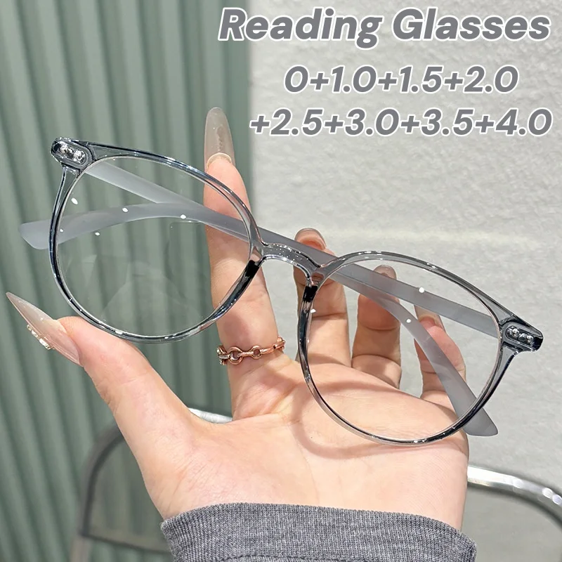 

Retro Round Reading Glasses Fashion Circle Frame Comfortable Lightweight Clear Lens Presbyopic Eyeglasses for Daily Wear To+4.0