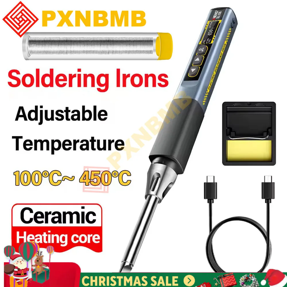 

PXNBMB T12 Soldering Irons kits Welding Type-c Charging 96W Portable Adjustable Temperature 28V Fast Heat Tester Electric Tools