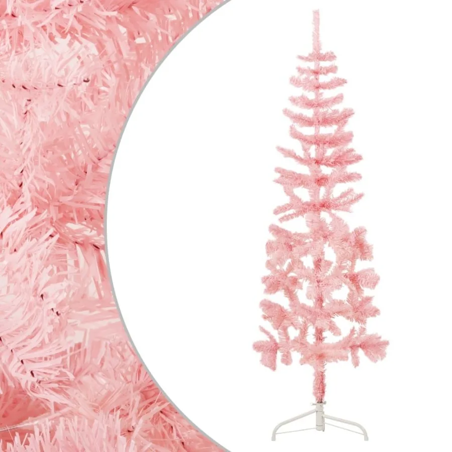 

Slim Artificial Half Christmas Tree with Stand Pink 6 ft