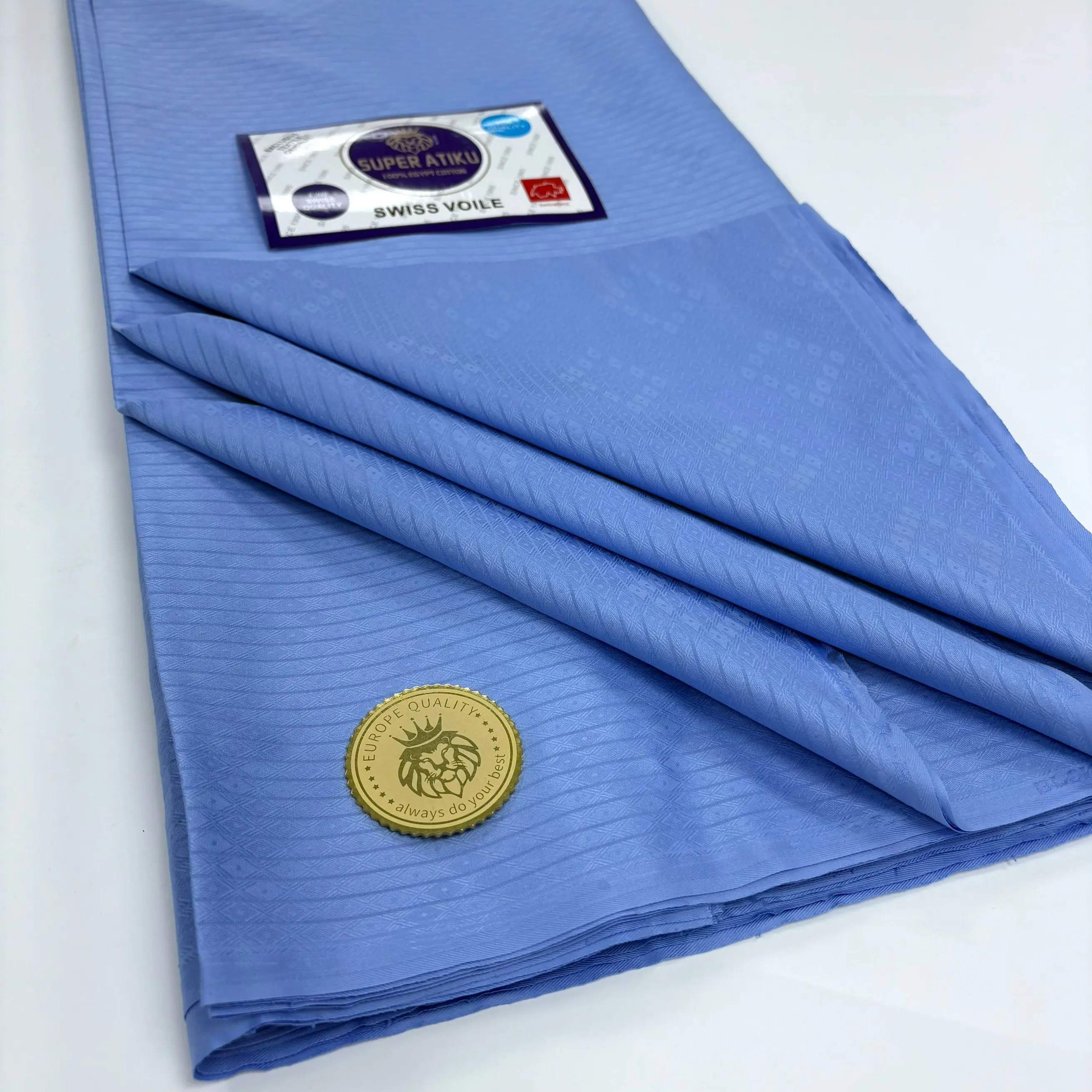 

2025 Latest 5 Yard Nigerian Cotton Polish Satin Embroidery Lace High Quality Swiss Voile Lace Atiku Material For Men Dubai Style
