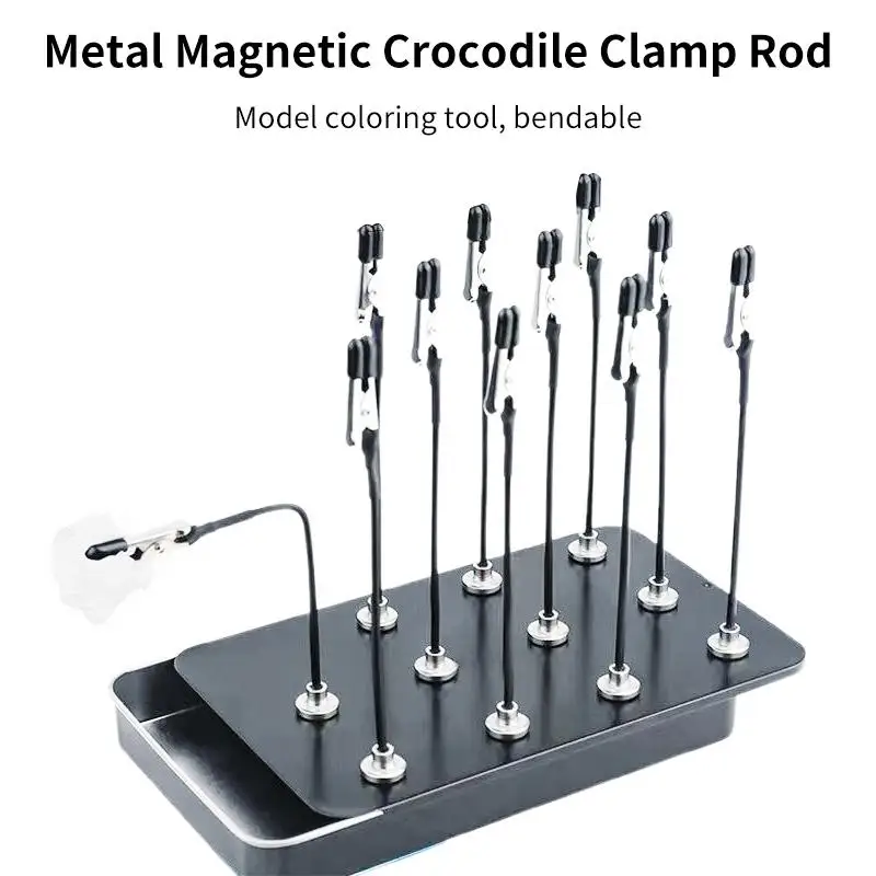10/12PCS Third Hand With Strong Magnetic Base Flexible Arms PCB Holder For Electronics Repair – Alligator Clip Welding Tool