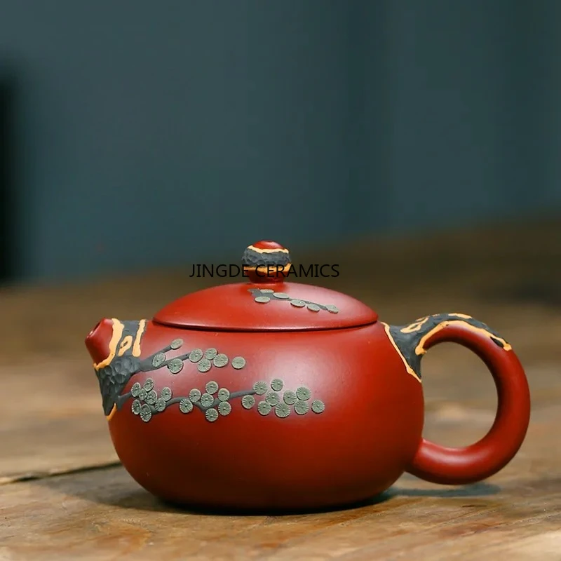 Yixing Purple Clay Teapot Handmade Teapot Home Kung Fu Tea Set Xishi Teapot Tea Ceremony Accessories 240ml Chinese Style