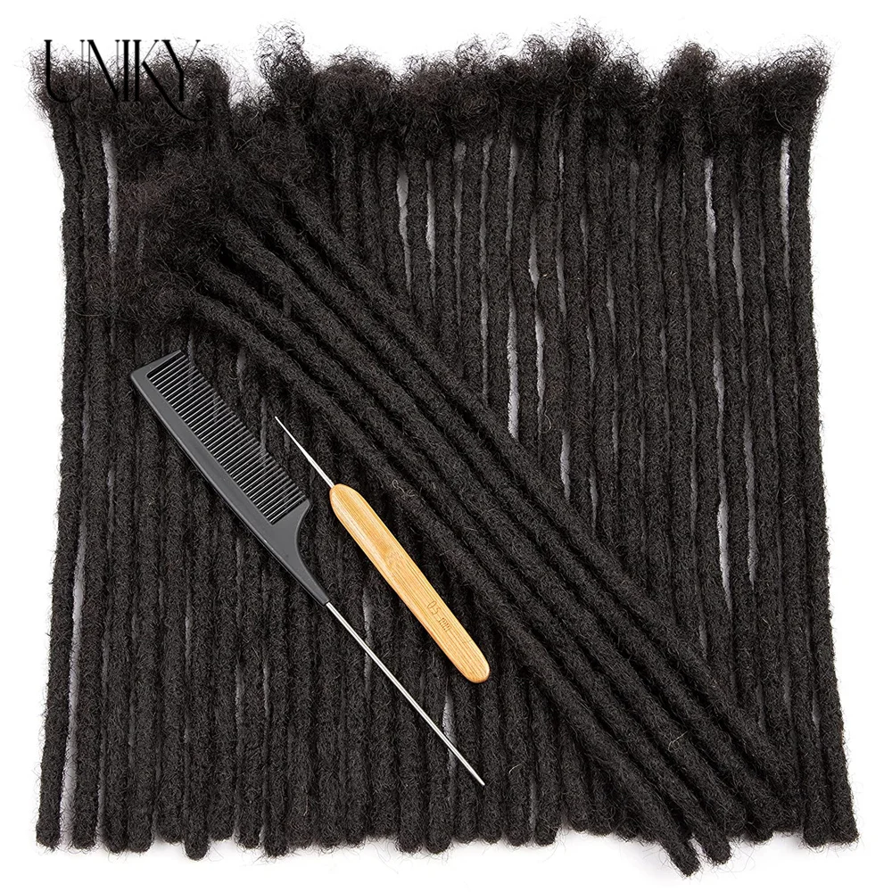 60 brins Extensions de Dreadlock pour hommes/femmes Afro crépus droites 100% cheveux humains à la main Loc Extensions cheveux tresses Crochet