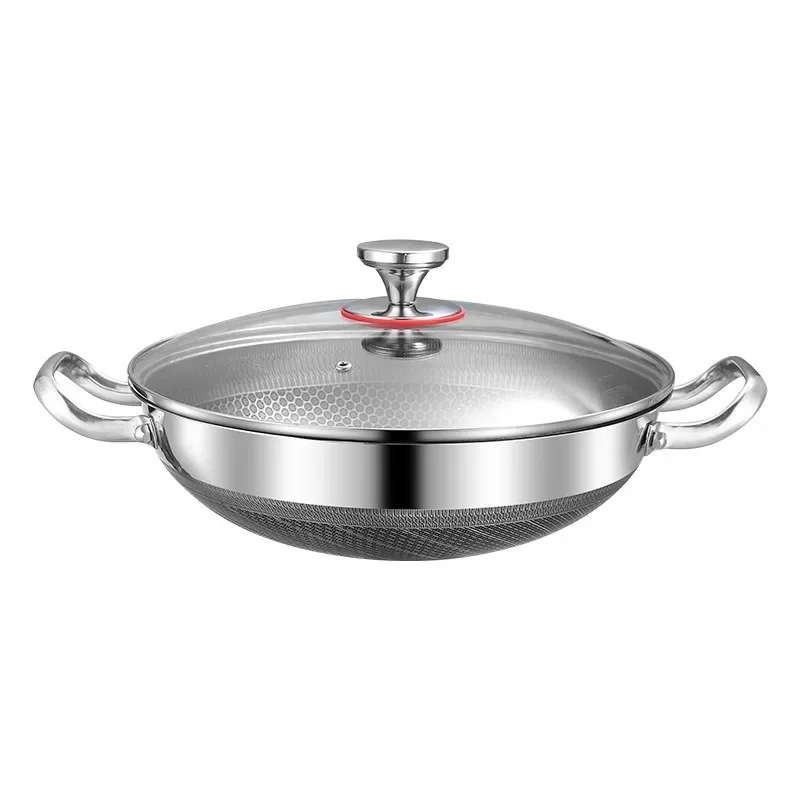 304 Stainless Steel 32cm Frying Pan Food Grade Non Stick Honeycomb Pot Bottom Induction Cooker Gas Stove General Wok