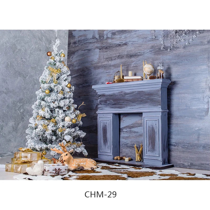 Telón de fondo para fotografía, telón de fondo para el día de Navidad, árbol de Navidad, chimenea, CHM-011