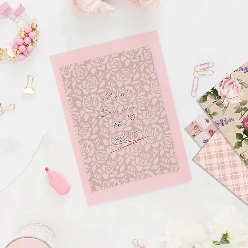 12X12inch Double-Sided Watercolor Floral Cardstock Pink 24 Sheets Spring Pink Rose Scrapbook Paper For DIY Making Cards