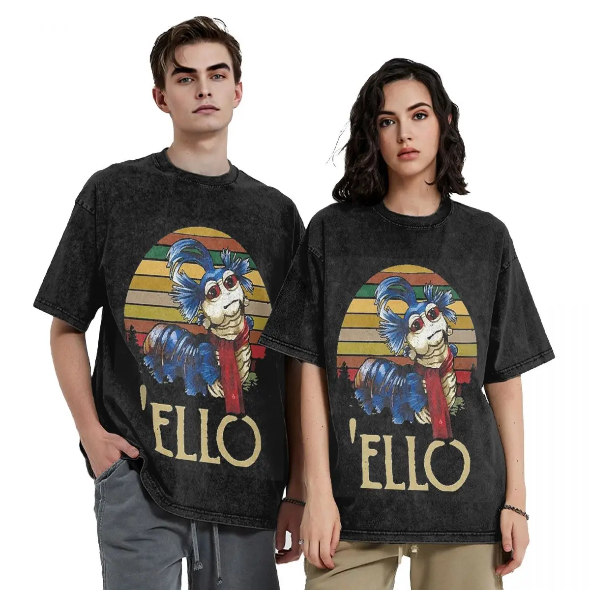 Labyrinth The Worm Ello Cult Labyrinth Washed T Shirts Cotton Short Sleeve Hip Hop T-Shirt Streetwear Tops Tees for Men Women