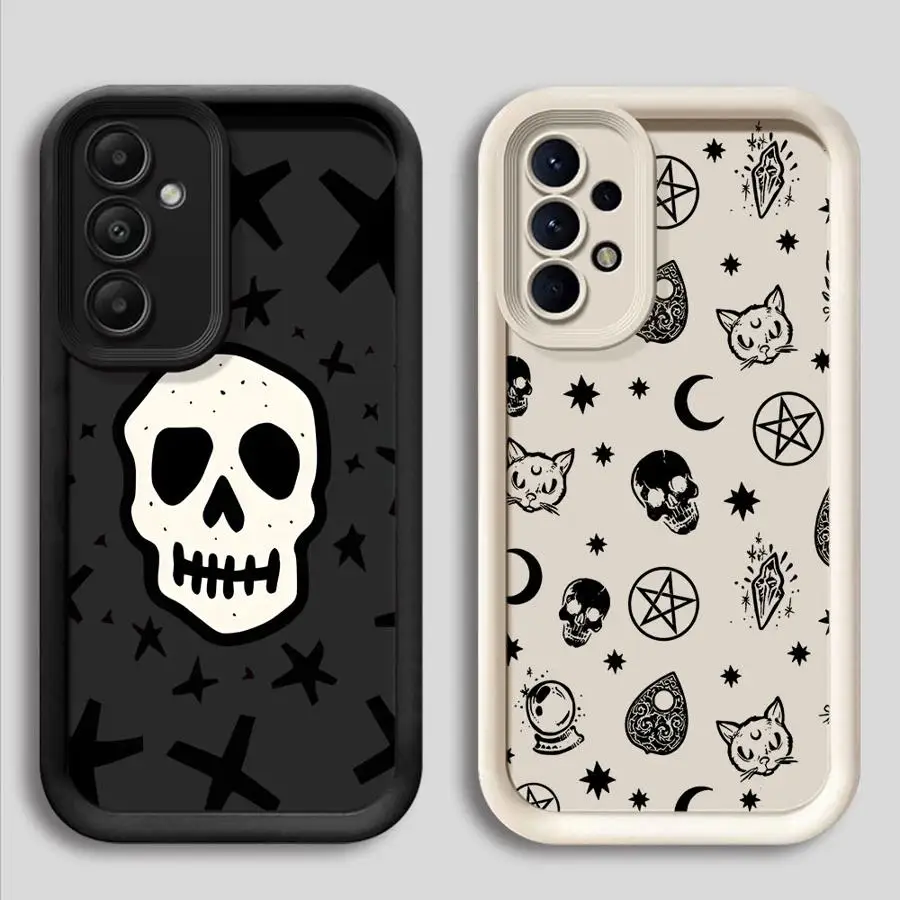 Capa para samsung galaxy a26 a22 a32 a33 a56 a34 a36 a24 a13 a23 a12 a16 a14 casca macia padrão de caveira