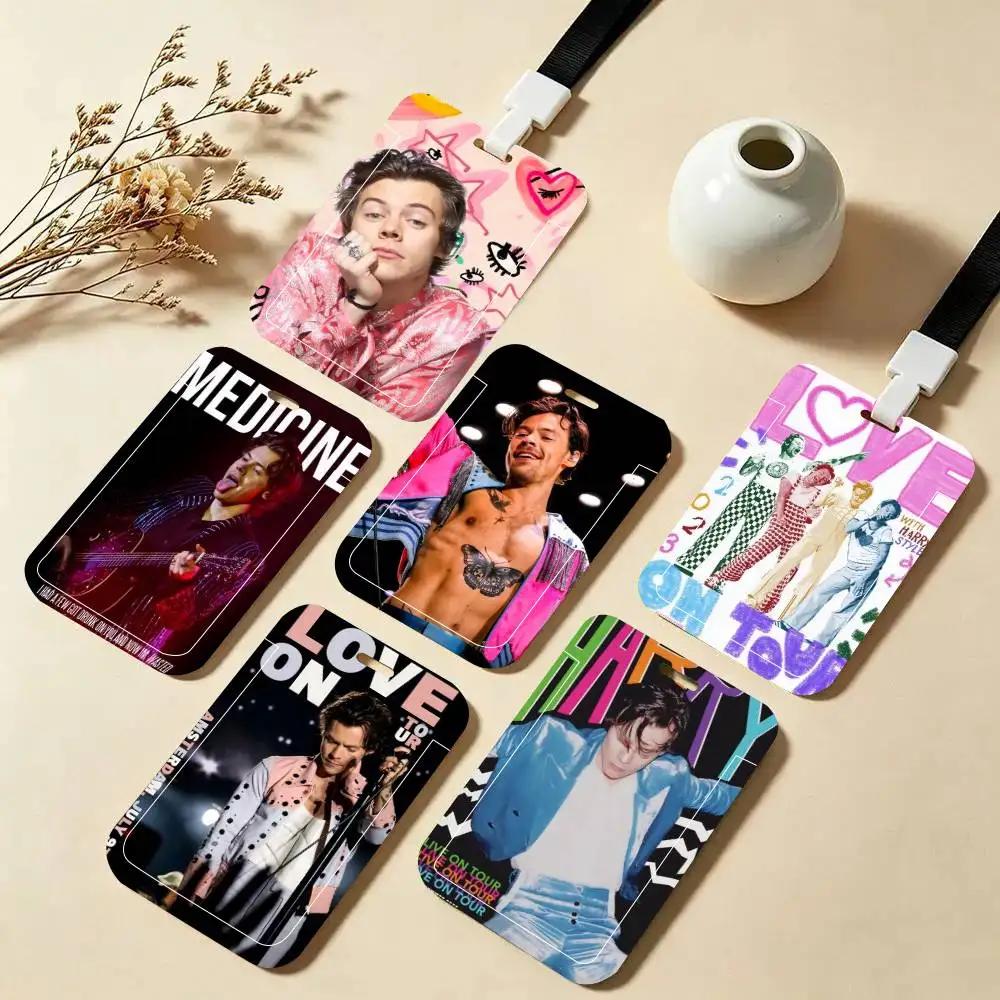 Famous Pop Singer Harris_Styles ID Card Holder Neck Strap Pendant Door Badge Holder Lanyards Keychain Work Credential Case Gift