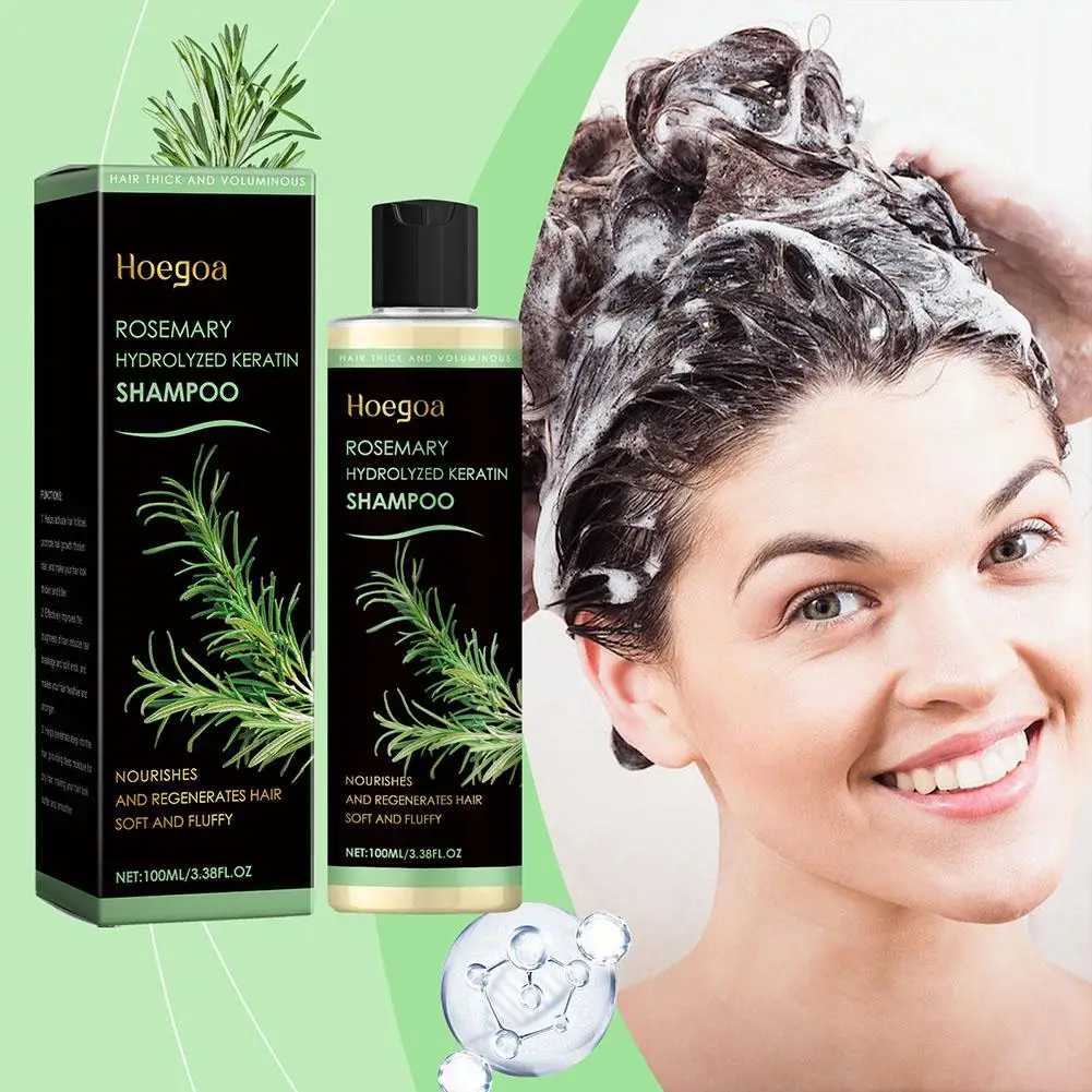 Rosemary Hydrolyzed Keratin Shampoo Moisturizing Repair Roots Strengthening Hair Dry Damaged Frizzy Cleaning Sc P3c9