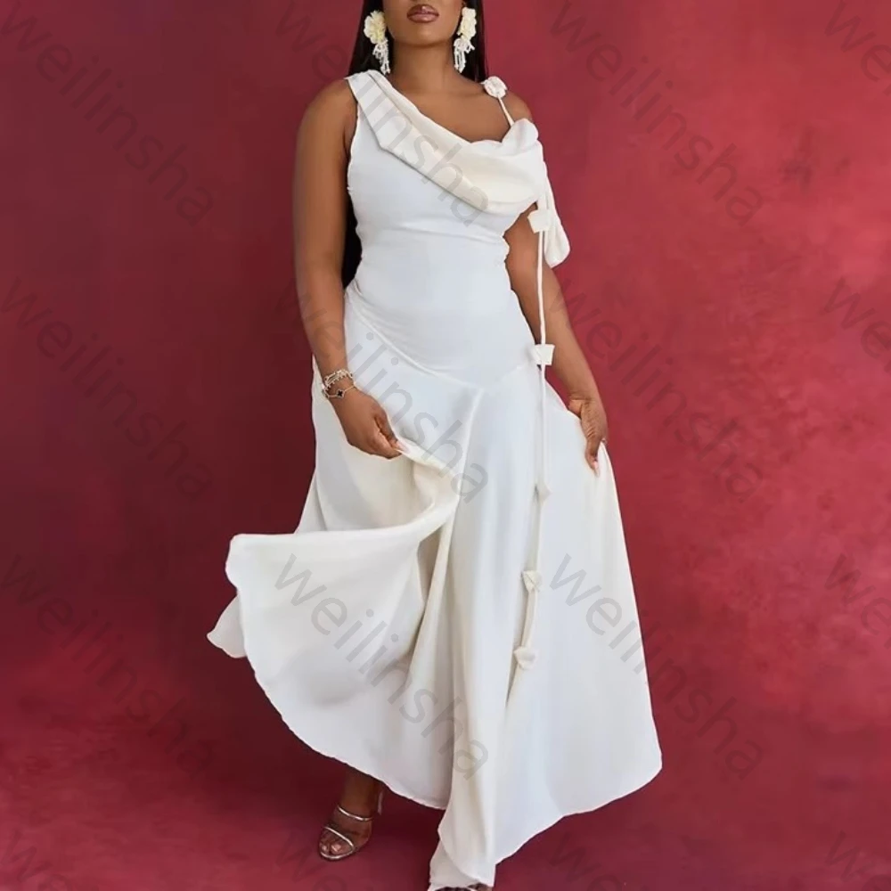 فساتين سهرة مثيرة بدون أكمام بطيات أنيقة غير رسمية فستان المشاهير رائع عالي الجودة للحفلات الراقصة للنساء حسب الطلب #5