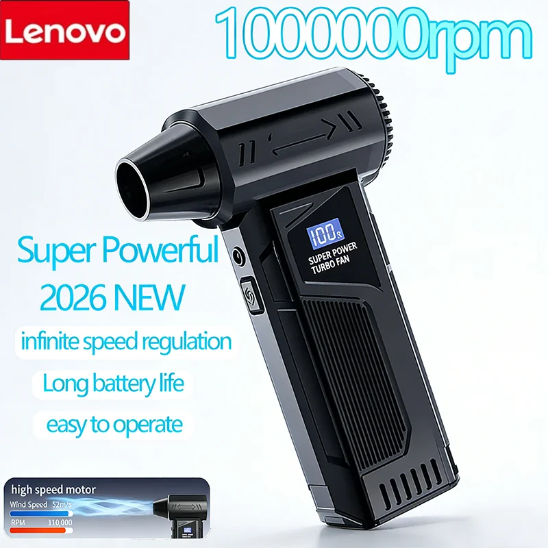 

Lenovo/1000,000 RPM Turbofan/Blower/Dust Extractor, LED + 4-Speed Adjustment + 3 Attachments, Universal for Vehicles/Computers