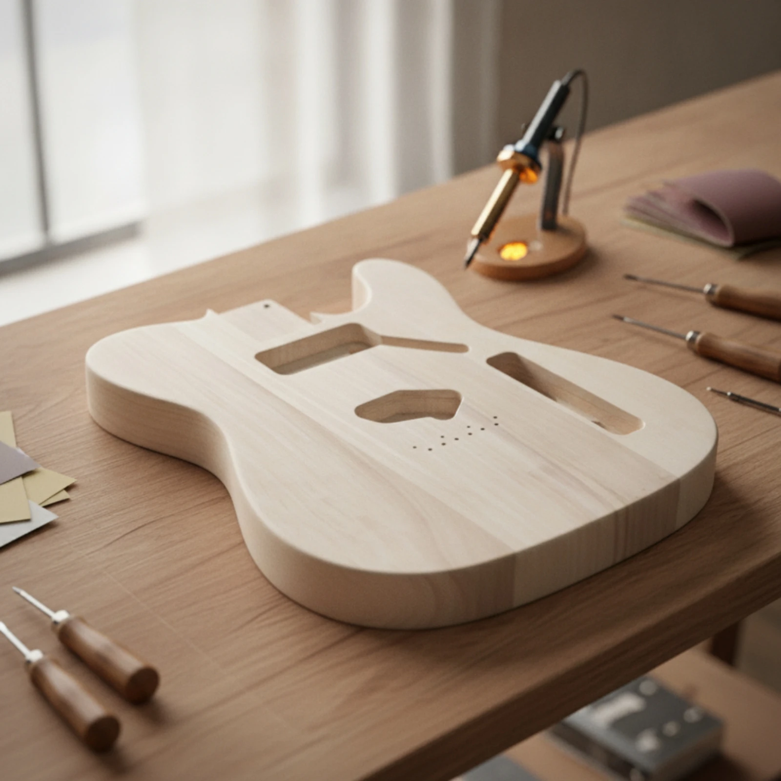 Unfinished Guitar Body DIY Electric Guitar Body Custom Build Smooth for Luthier, Workshop