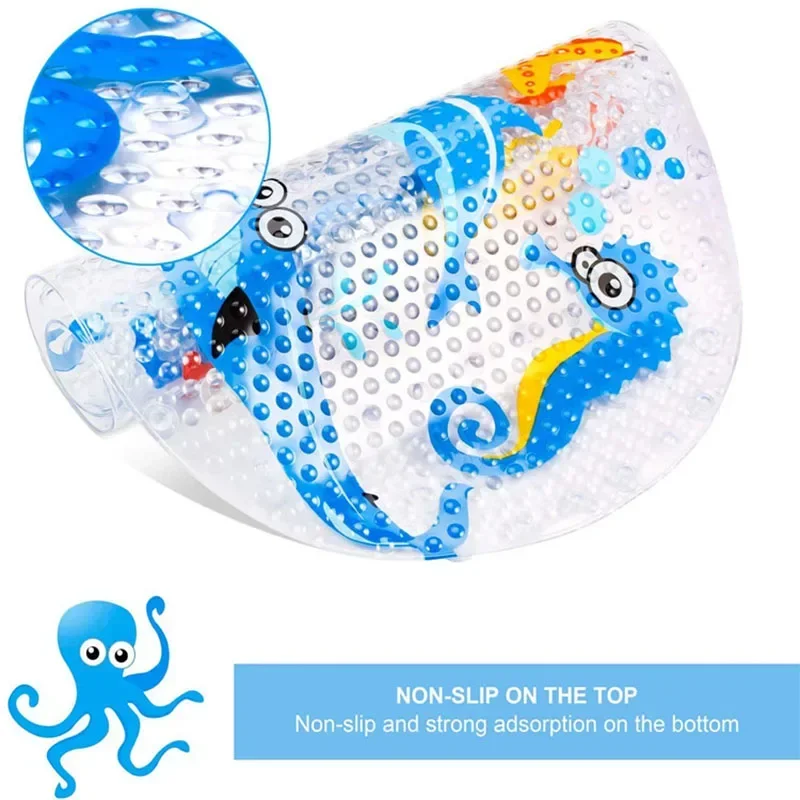 1pc Cartoon Anti-Slip Mat with Suction Cups 38x69cm Bath Tub And Shower Safe Non-Slip Pad for Bathroom Safety Enhancement