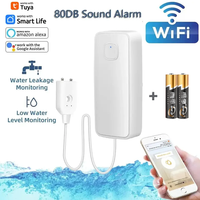 Tuya WiFi Smart Water Leak Sensor Water Overflow Level Detector 80dB Sound Alarm System Flood Leakage Sensor Remote Monitor
