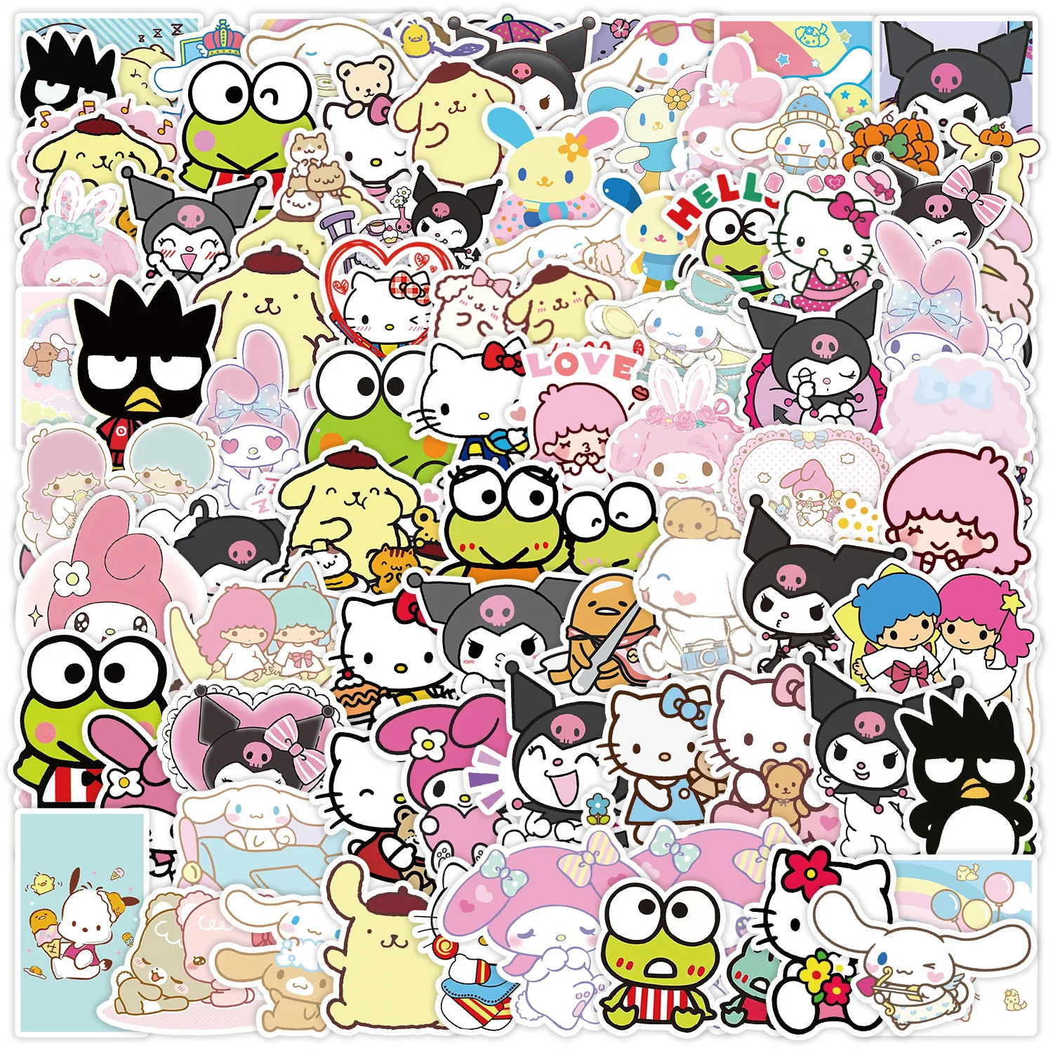 

100 шт. Мультяшные наклейки Sanrio HelloKitty Kuromi граффити наклейки блокнот бутылка для воды водонепроницаемые украшения милая девушка наклейки подарок