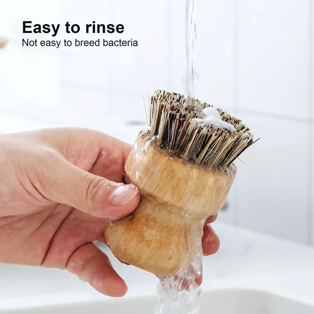 Dish Scrub Brush Bristles Wooden Handle Cleaning Remove Stain Reusable Pot Washing Kitchen Cleaning Brush