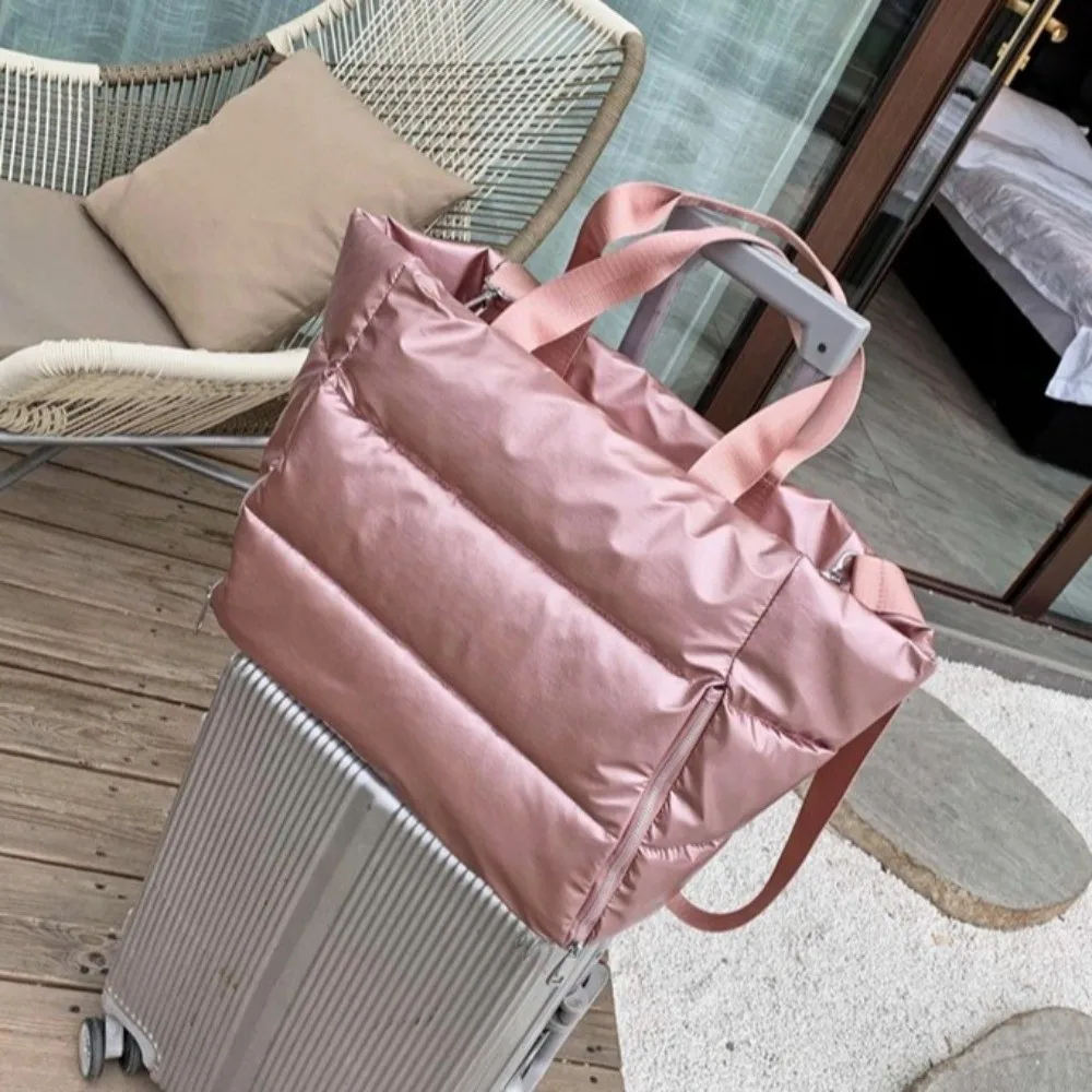 

Fashion Solid Color Travel Tote Bag Nylon Soft Shoulder Gym Sports Bag Dry Wet Separation Foldable Yoga Mat Bag Men