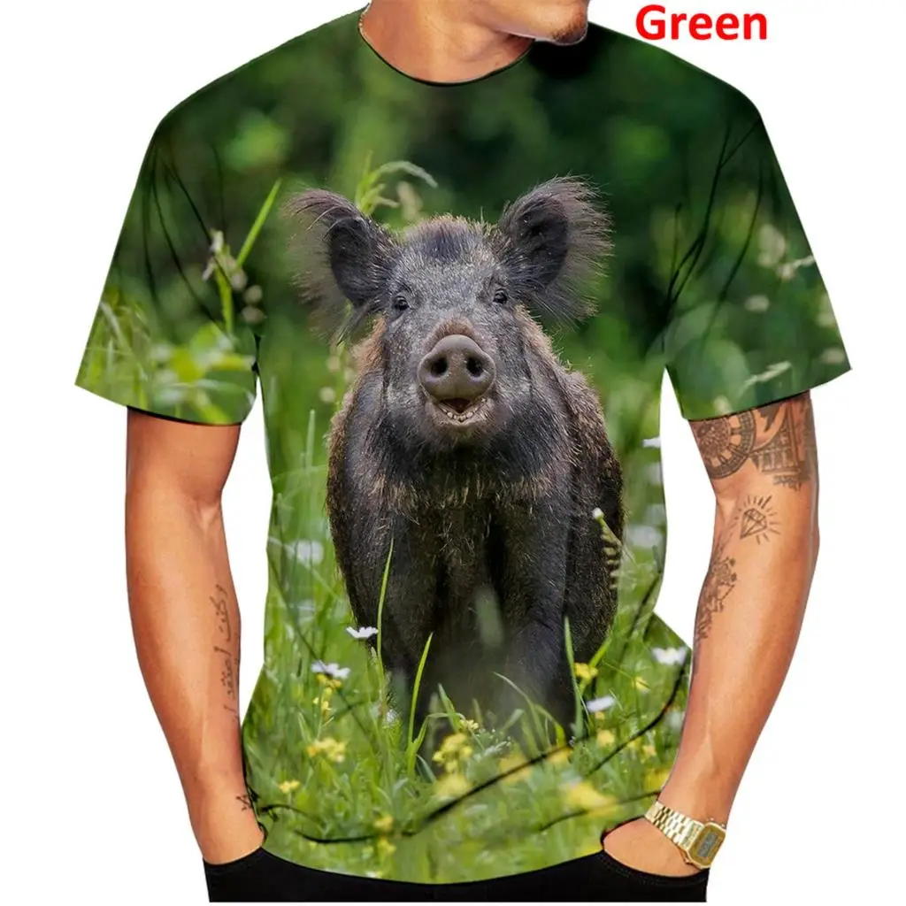 2022 Funny Swine Casual Tops Camo Hunting Animal Wild Boar 3D Print Men/Women T Shirt